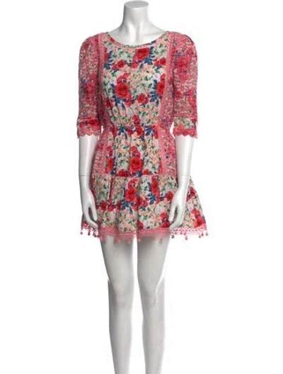 Pre-owned Loveshackfancy Floral Print Mini Dress In Pink
