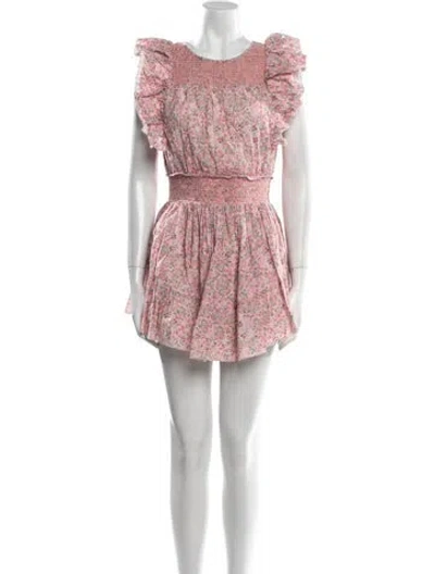 Pre-owned Loveshackfancy Floral Print Mini Dress In Pink