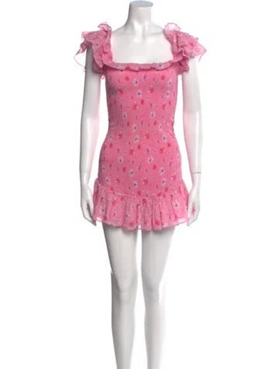 Pre-owned Loveshackfancy Floral Print Mini Dress In Pink