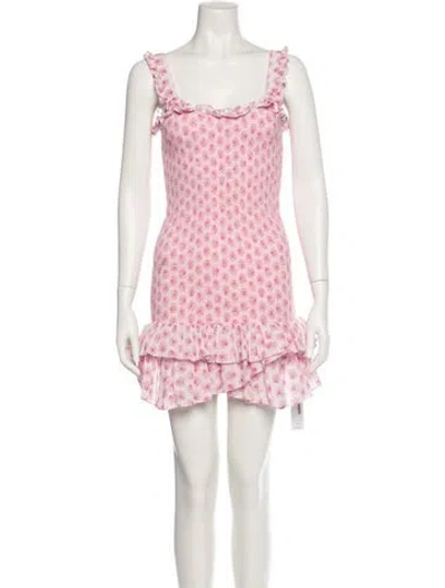 Pre-owned Loveshackfancy Floral Print Mini Dress In Pink