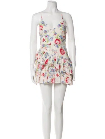 Pre-owned Loveshackfancy Floral Print Mini Dress In Pink