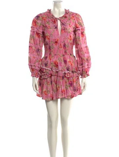 Pre-owned Loveshackfancy Floral Print Mini Dress In Pink