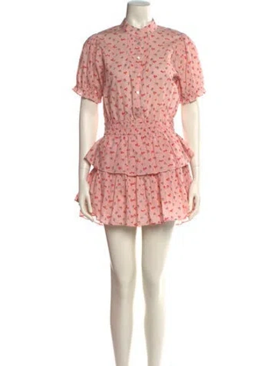 Pre-owned Loveshackfancy Floral Print Mini Dress In Pink