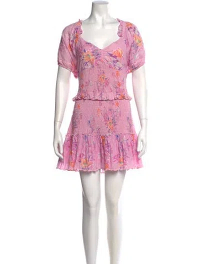 Pre-owned Loveshackfancy Floral Print Mini Dress In Pink