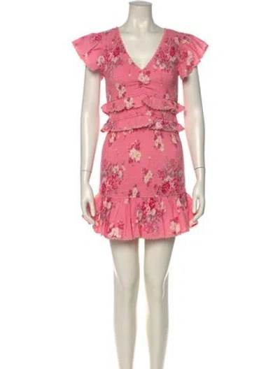 Pre-owned Loveshackfancy Floral Print Mini Dress In Pink