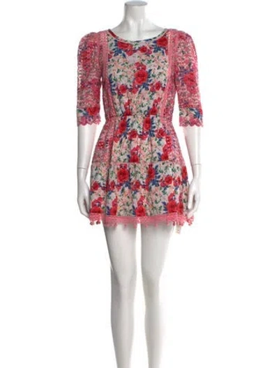 Pre-owned Loveshackfancy Floral Print Mini Dress In Pink