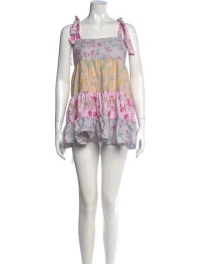 Pre-owned Loveshackfancy Floral Print Mini Dress In Pink