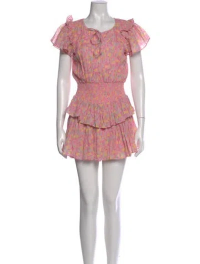Pre-owned Loveshackfancy Floral Print Mini Dress In Pink