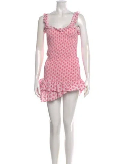 Pre-owned Loveshackfancy Floral Print Mini Dress In Pink