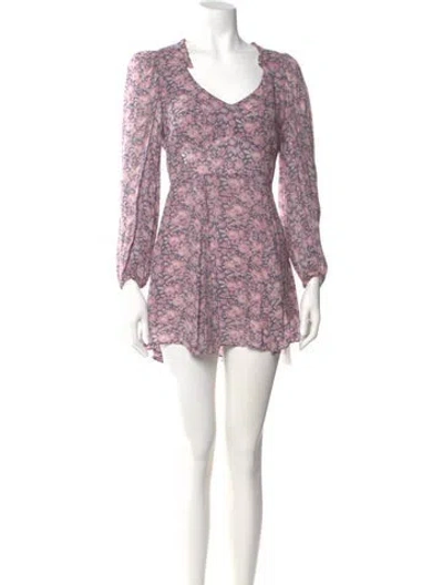 Pre-owned Loveshackfancy Floral Print Mini Dress In Pink