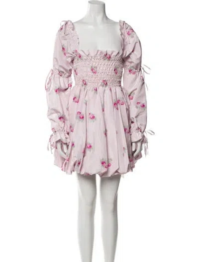 Pre-owned Loveshackfancy Floral Print Mini Dress In Pink