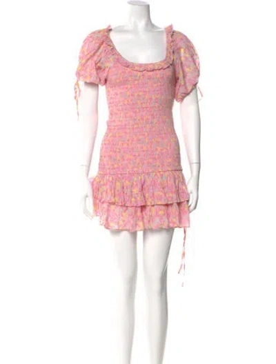 Pre-owned Loveshackfancy Floral Print Mini Dress In Pink