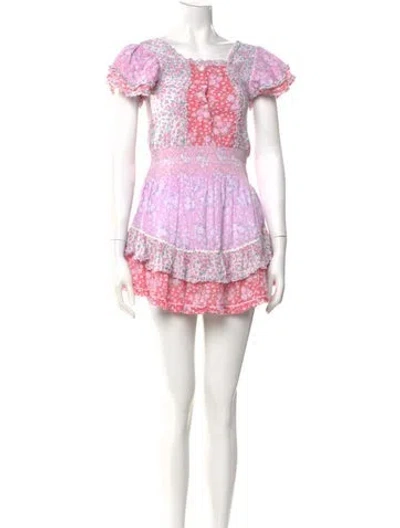 Pre-owned Loveshackfancy Floral Print Mini Dress In Pink