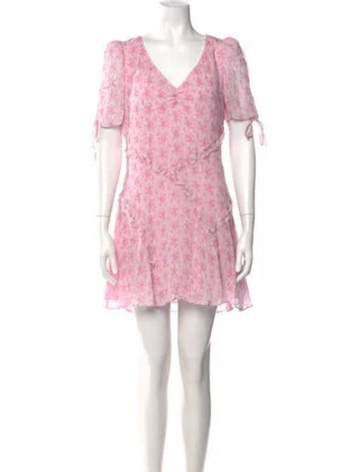 Pre-owned Loveshackfancy Floral Print Mini Dress In Pink