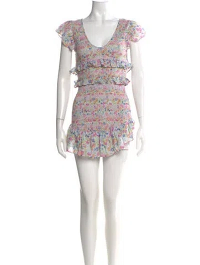 Pre-owned Loveshackfancy Floral Print Mini Dress In Pink