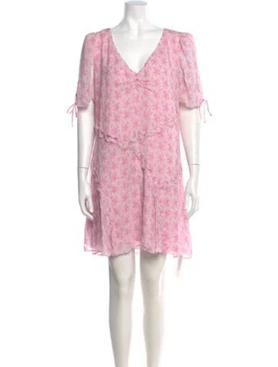 Pre-owned Loveshackfancy Floral Print Mini Dress In Pink