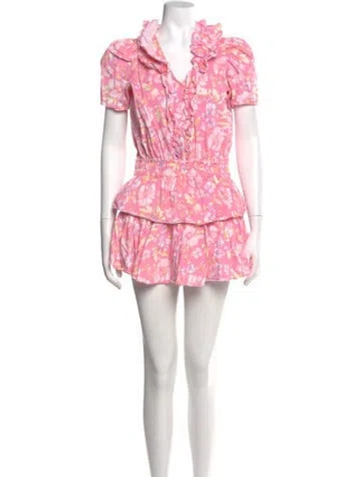Pre-owned Loveshackfancy Floral Print Mini Dress In Pink