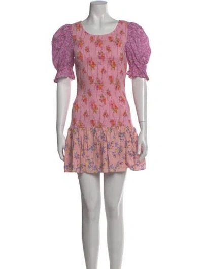 Pre-owned Loveshackfancy Floral Print Mini Dress In Pink