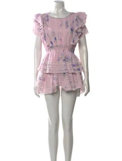 Pre-owned Loveshackfancy Floral Print Mini Dress In Pink