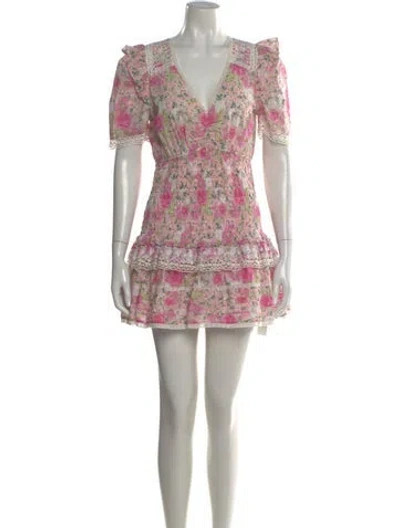 Pre-owned Loveshackfancy Floral Print Mini Dress In Pink