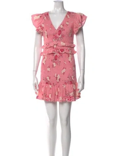 Pre-owned Loveshackfancy Floral Print Mini Dress In Pink