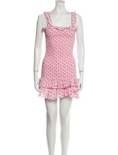 Pre-owned Loveshackfancy Floral Print Mini Dress In Pink