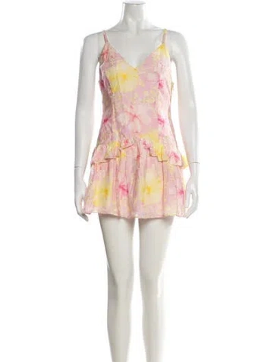 Pre-owned Loveshackfancy Floral Print Mini Dress In Pink
