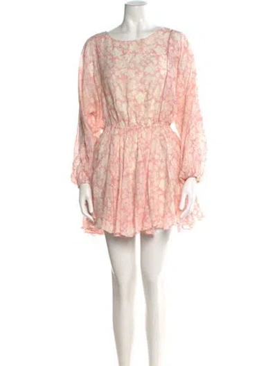 Pre-owned Loveshackfancy Floral Print Mini Dress In Pink
