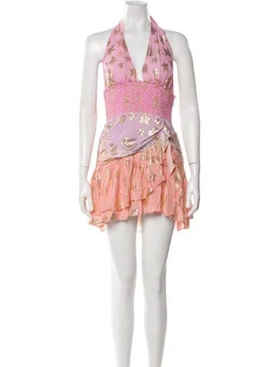 Pre-owned Loveshackfancy Floral Print Mini Dress In Pink
