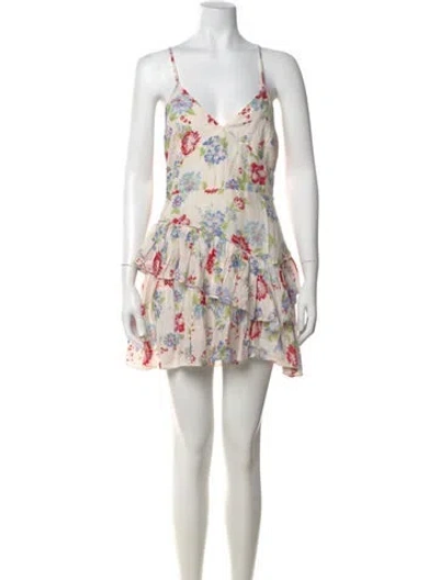 Pre-owned Loveshackfancy Floral Print Mini Dress In Pink