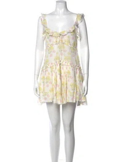 Pre-owned Loveshackfancy Floral Print Mini Dress In Pink