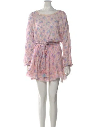 Pre-owned Loveshackfancy Floral Print Mini Dress In Pink