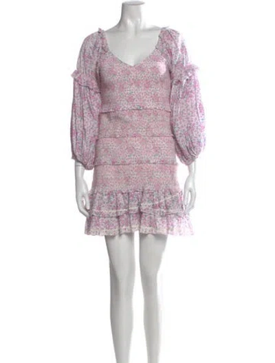 Pre-owned Loveshackfancy Floral Print Mini Dress In Pink