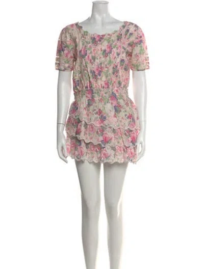 Pre-owned Loveshackfancy Floral Print Mini Dress In Pink
