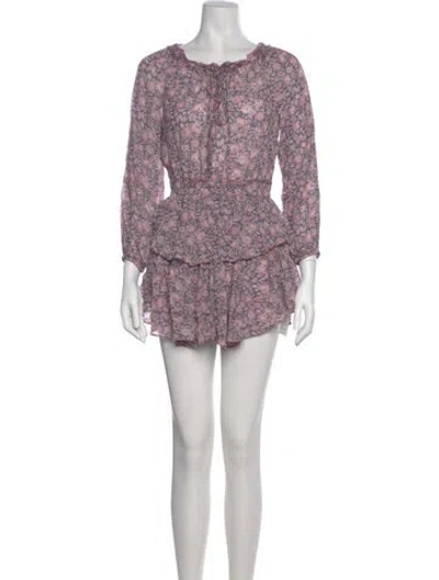 Pre-owned Loveshackfancy Floral Print Mini Dress In Pink