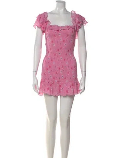 Pre-owned Loveshackfancy Floral Print Mini Dress In Pink