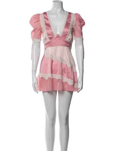 Pre-owned Loveshackfancy Floral Print Mini Dress In Pink