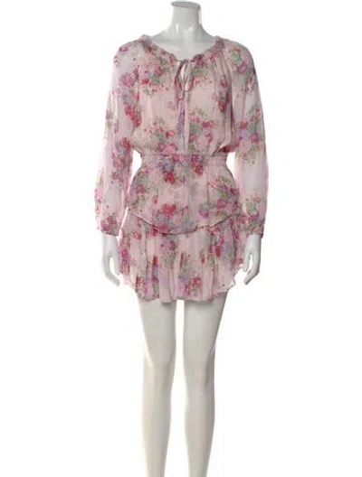 Pre-owned Loveshackfancy Floral Print Mini Dress In Pink