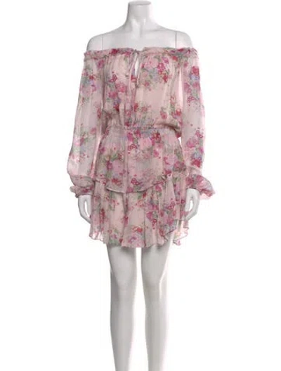 Pre-owned Loveshackfancy Floral Print Mini Dress In Pink