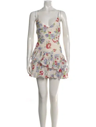 Pre-owned Loveshackfancy Floral Print Mini Dress In Pink