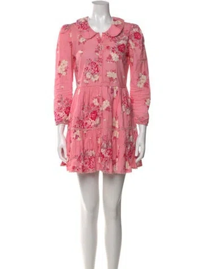Pre-owned Loveshackfancy Floral Print Mini Dress In Pink