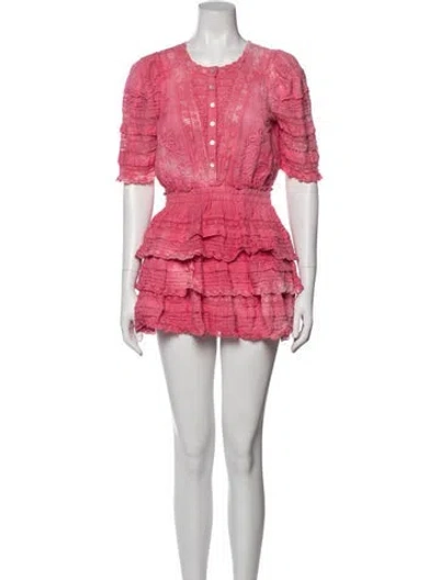 Pre-owned Loveshackfancy Floral Print Mini Dress In Pink