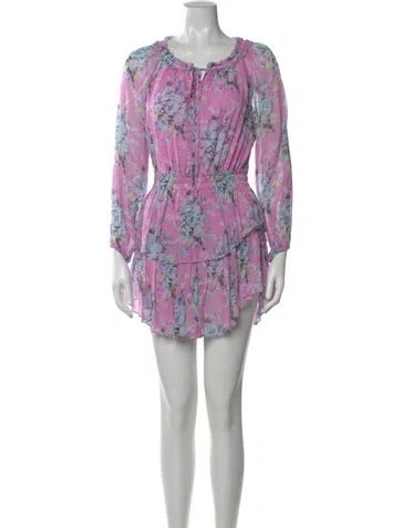 Pre-owned Loveshackfancy Floral Print Mini Dress In Pink