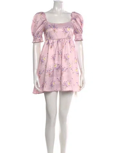 Pre-owned Loveshackfancy Floral Print Mini Dress In Pink