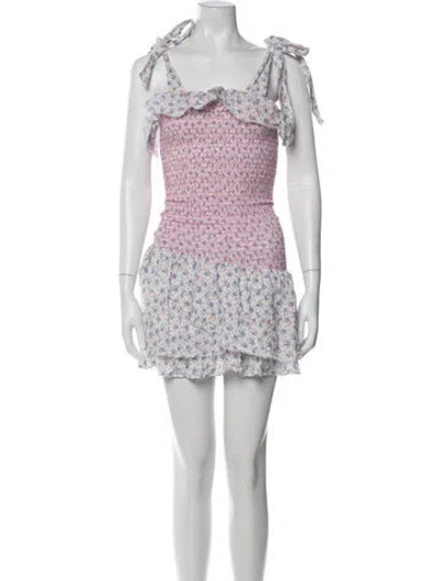 Pre-owned Loveshackfancy Floral Print Mini Dress In Pink