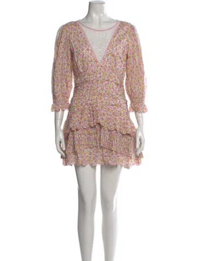 Pre-owned Loveshackfancy Floral Print Mini Dress In Pink
