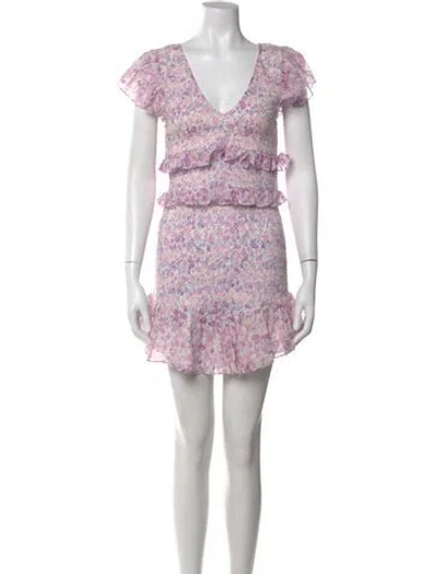 Pre-owned Loveshackfancy Floral Print Mini Dress In Pink