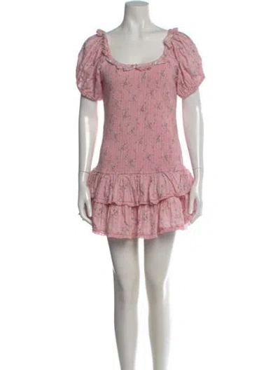 Pre-owned Loveshackfancy Floral Print Mini Dress In Pink