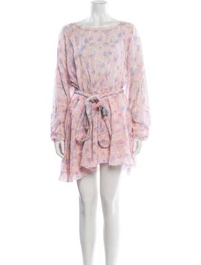 Pre-owned Loveshackfancy Floral Print Mini Dress In Pink