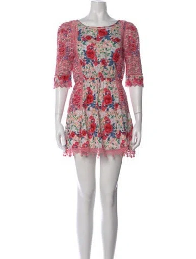 Pre-owned Loveshackfancy Floral Print Mini Dress In Pink